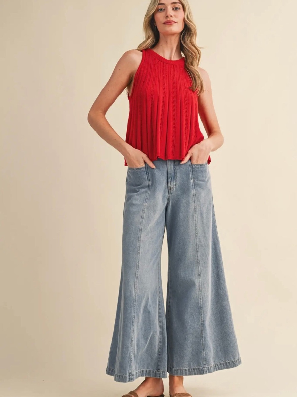 028. Vintage Wash Wide Leg Jeans